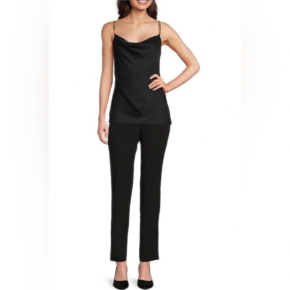 Solid Cowl Neck Sleeveless Hardware Strap Detail Tank, size M. - Picture 6 of 9